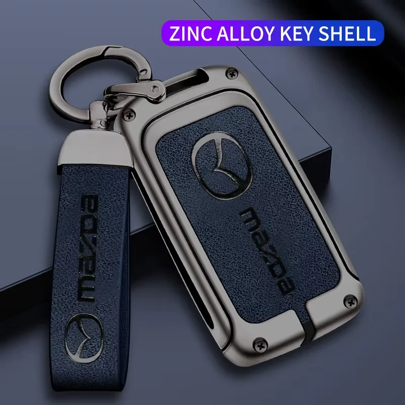 Leather Car Smart Key Case Cover Shell Fob For Mazda 3 Alexa CX-30 CX30 CX4 CX5 CX-5 CX-8 2019 2020 Keychain Auto Accessories view 2