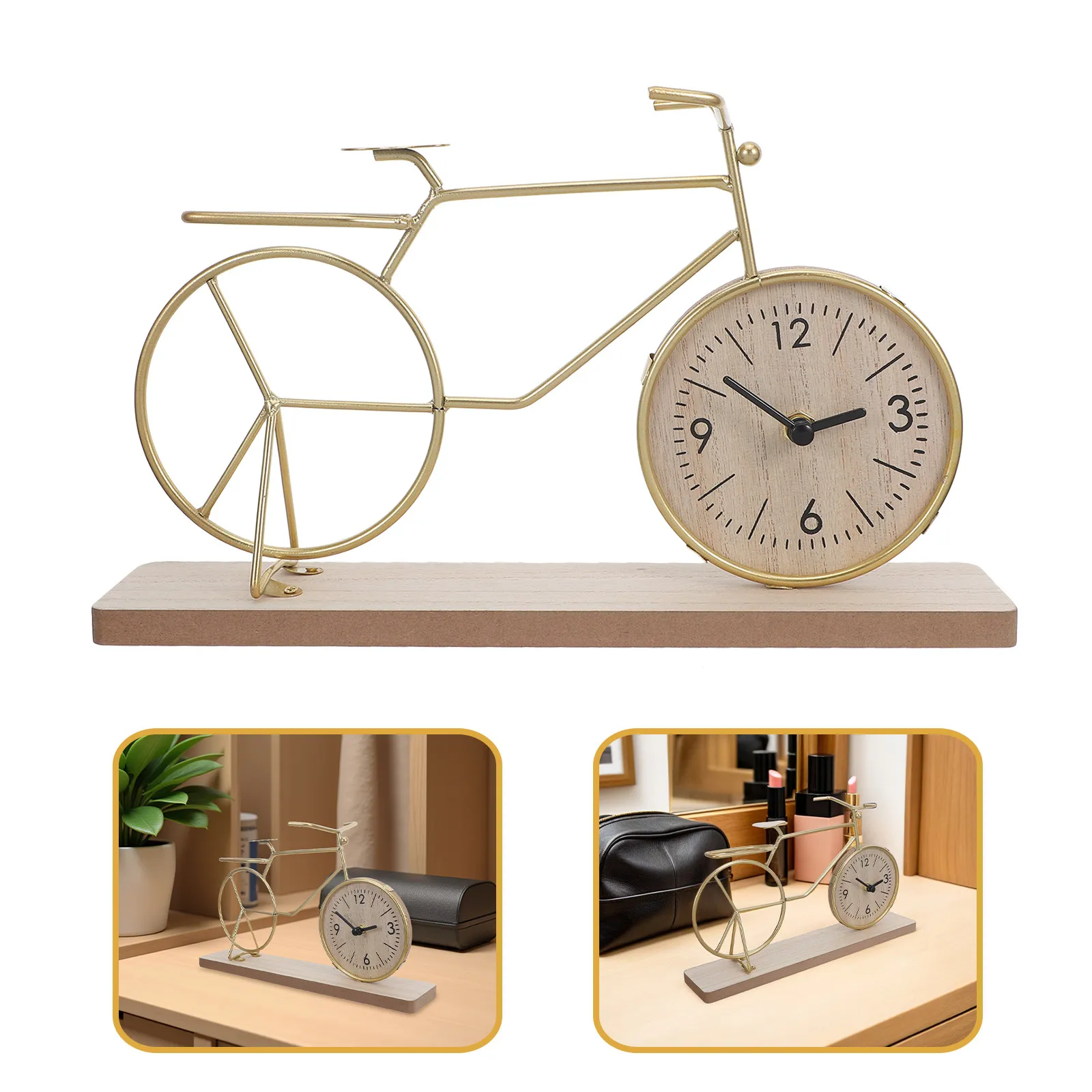 

Vintage Bicycle Desk Clock Metal Analog Table Clock for Living Room Shelf Coffee Table Entryway Decor Industrial Bike Themed