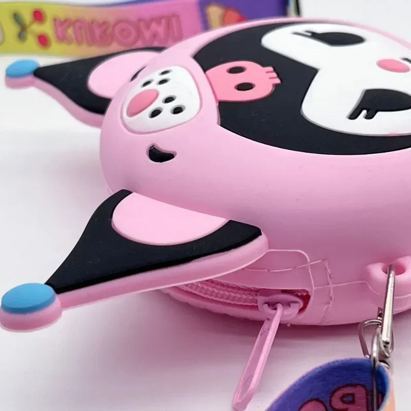 3D Sanrio Kuromi Cartoon Silicone Coin Purse Coin Pouch Cute Children's Shoulder Bag Baby Mini Storage Birthday Gift Anime Doll