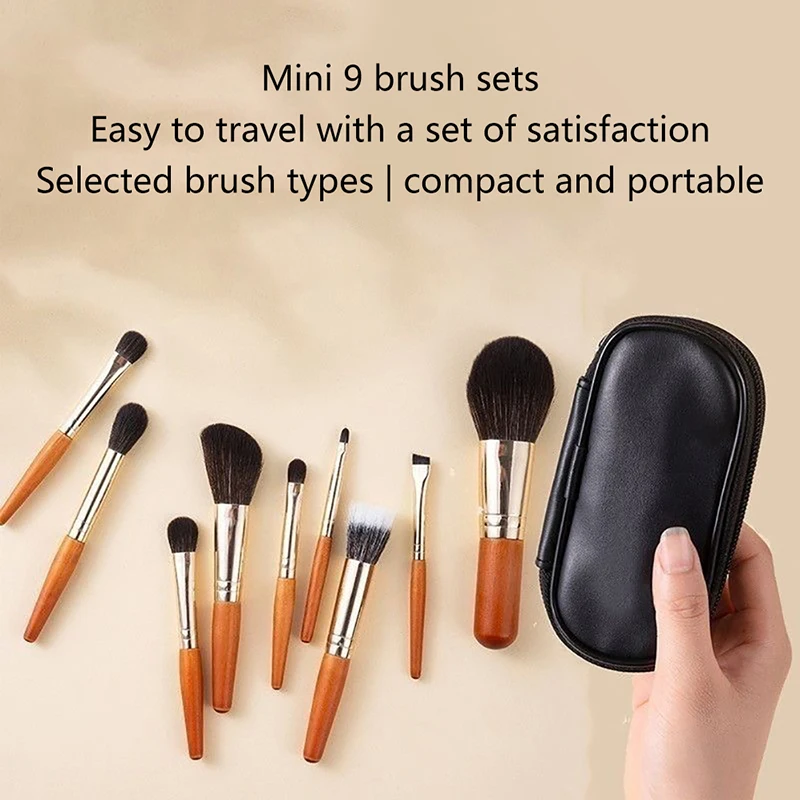 9pcs Protable Makeup Brushes Set MiniCosmetic Brush Powder Foundation Blush Blooming Eyebrow Eyeshadow Brush Kit
