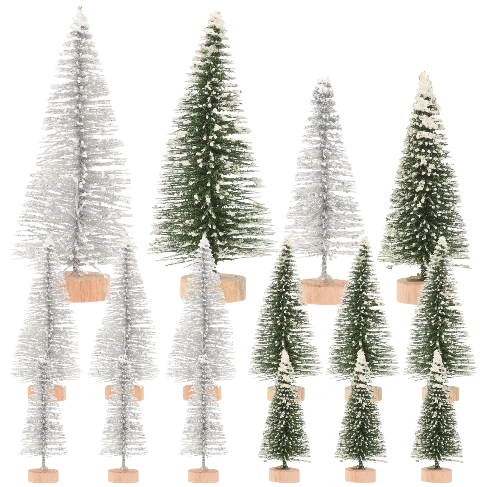 

16 Pcs Mini Snowflake Frost Tree Christmas DIY Decoration Home Desktop Model Sand Table Xmas Trees Wooden Train Delicate