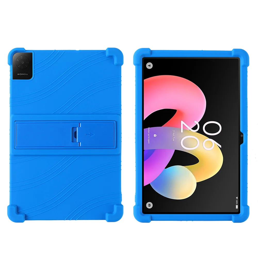 

For TCL Tab 10L Gen4 10.1 inch Case Adjustable Kickstand Silicone Tablet Protective Cover - Dark Blue