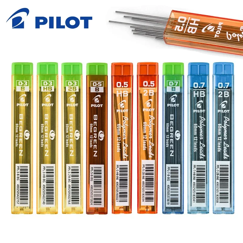 3 Boxes Japan PILOT Mechanical Pencil Lead 0.3/0.5/0.7mm HB/2B/B PPL Carbon Graphite Non Breakable Lead for School Supplies