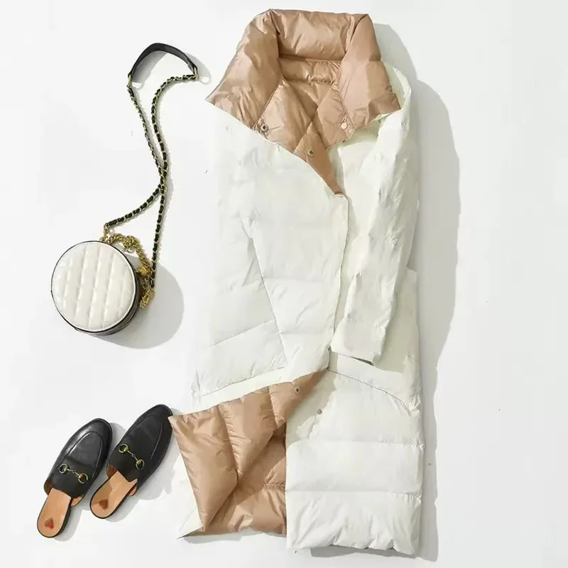 

Long Fashion Design Thick Warm Coat 2025 Winter New Women's Lightweight Double sided Down Jacket Over Knee
