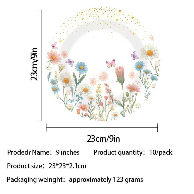 Blumenmuster Partyzubehör Wildblumen Einweggeschirr Gänseblümchen Teller Becher Geburtstagsdekoration Frühling Babyparty Mädchen Gartenparty – Detail 3