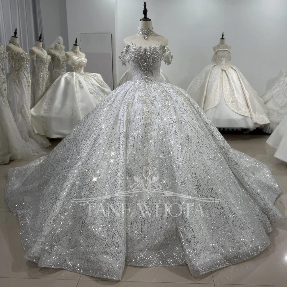 Vestidos De Novias Boda 2025 De Lujo Sweetheart Off Shoulder Lace Up Back Weeding Dress Sequined Beading Embroidery Bridal Dress