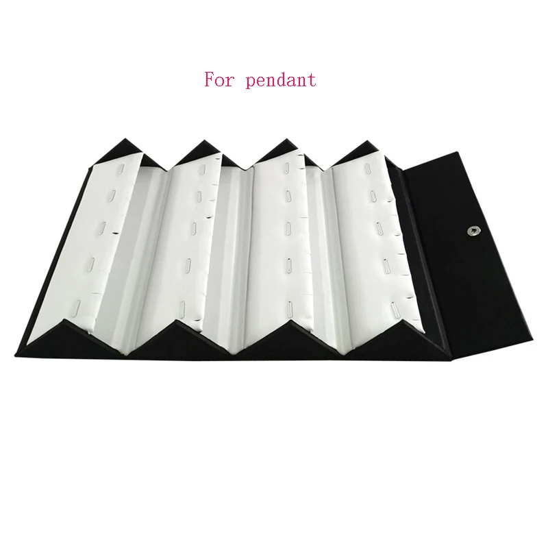 Portable Foldable Jewelry Storage Box Black Leather Outer and White Leather Inner Jewelry Box Rings Necklace Pendant Container