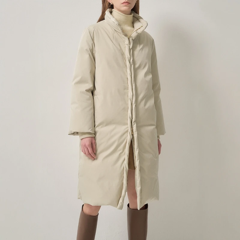 Winter Thiened Ganzendons Puffer Jaet Loose Fit ronde Ne ort Sle Pure Color Commute Faion damesjas