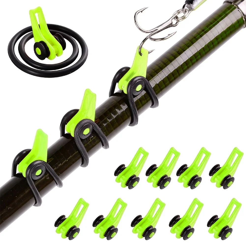 10pcs/lot Fishing Rod Pole Hook Keeper - Securely Silicone Ring Iso Hold Bait Lures and Jigs for Safe and Easy Fishing