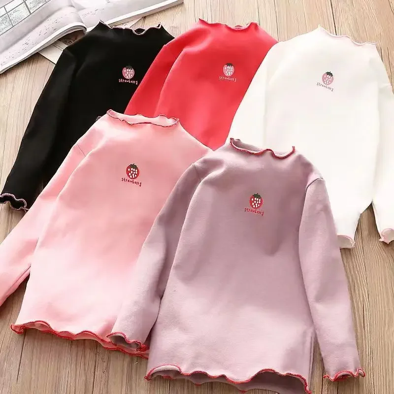 Spring Girls T-shirts Candy Color Tops for Kids Long Sleeve Children Tees Cotton Girl Underwear Toddler Blouse Clothing