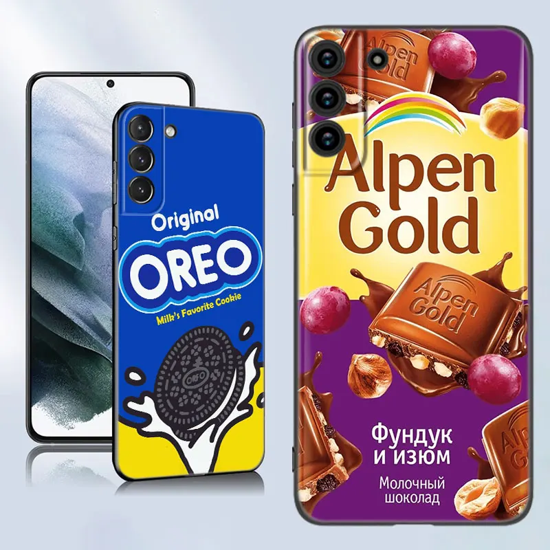 Funda de teléfono de silicona negra para Samsung Galaxy, carcasa de Chocolate, galletas de Nutella, S23, S21, S20 FE, S24, S22 Ultra, S10E, S10, S9, S8 Plus