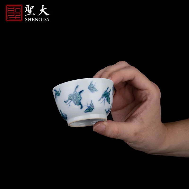 |blue and white fighting color hundred butterflies Master Cup Jingdezhen pure handmade high-grade porcelain tea cup