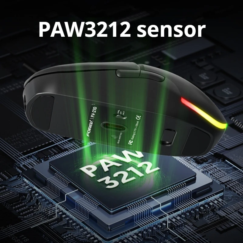 Esports Wireless Dual-Mode Gaming Mouse 6 Buttons Paw3212 Sensor 3200dpi Rgb Lighting Effect Tablet Laptop Office Gaming Mouse