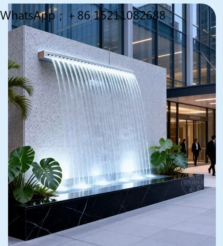 LLY stainless steel waterfall water outlet water wall courtyard landscape thickened water curtain wall