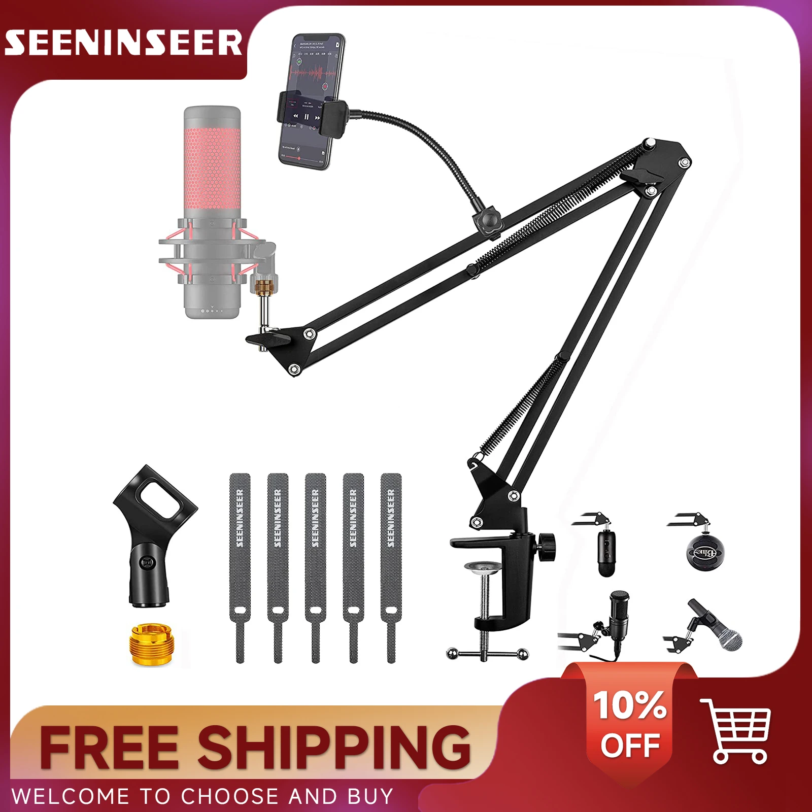 Microfone braço crescimento suporte resistente suspensão ajustável scissor mic suporte para jogos streaming gravação podcast