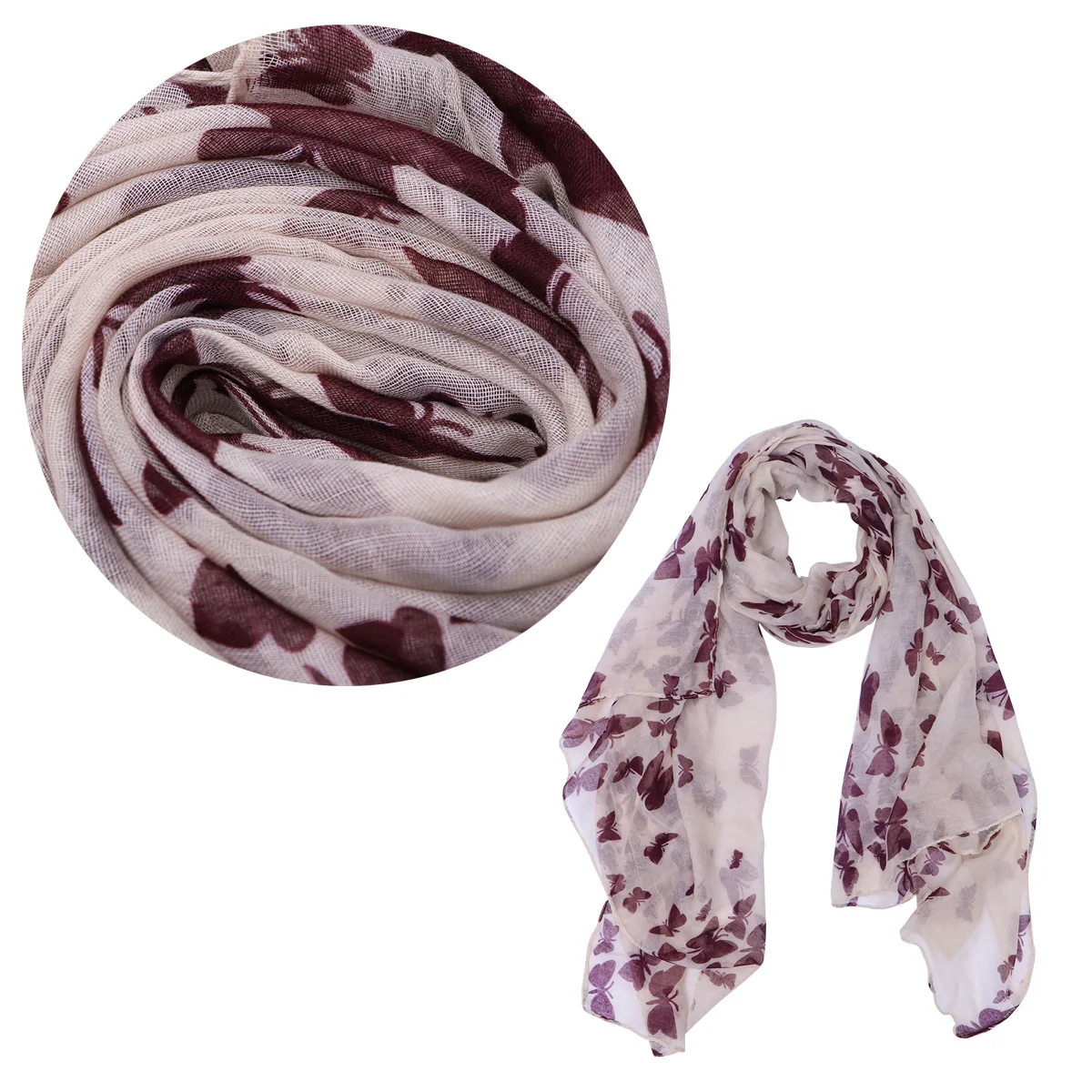 

Beige Voile Shawl 180x100cm Soft Wrap Women Long Scarves Butterfly Print Four Seasons Long Scarf Shawl Neck Warm Winter