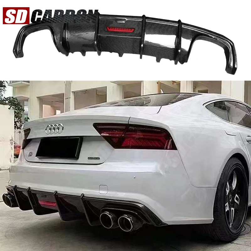 

Для Audi A7 S7 C7.5 2012-2018: задний диффузор из карбона в стиле KB, сплиттеры, спойлер, накладка на задний бампер, автомобильные аксессуары
