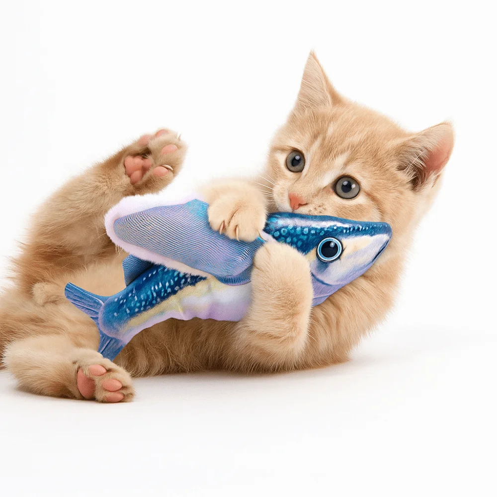 

Plush Interactive Cat Toys Colorful No Flying Interactive Cat Kicker Toy Detachable Fish Shaped Electric Fish Toys Pet Products