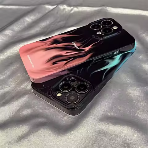 Trendy Flame Couple Phone Case for OPPO Reno 5 6 7 7Z 8 8T F9 F11 R15 R17 Find X3 X5 Se Pro 5G Glossy HD Hard PC Cover