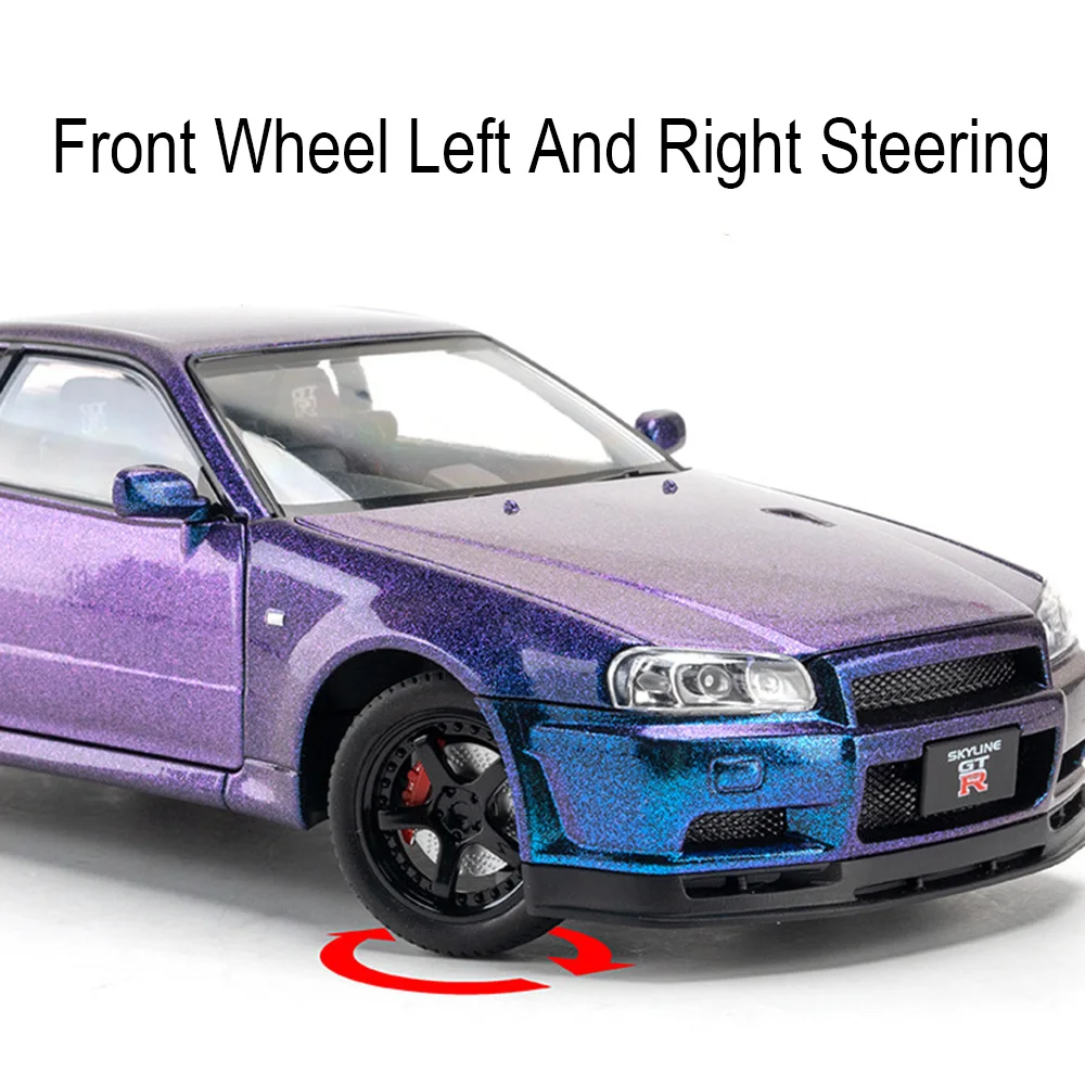 1/24 Nissan GTR R34 Automodelle Legierung Druckguss Sportwagen Spielzeug mit Rückzugs ton Licht Simulation Fahrzeuge Modelle Spielzeug für Jungen