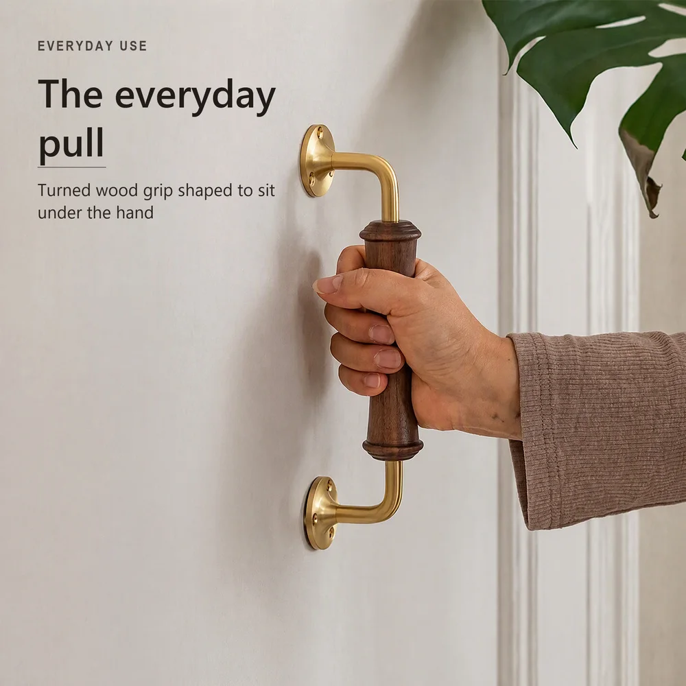Premium Brass Walnut Pull Handle Classic Design For Cabinets Heavy-Duty Doors Durable Easy Installation Multiple Shapes