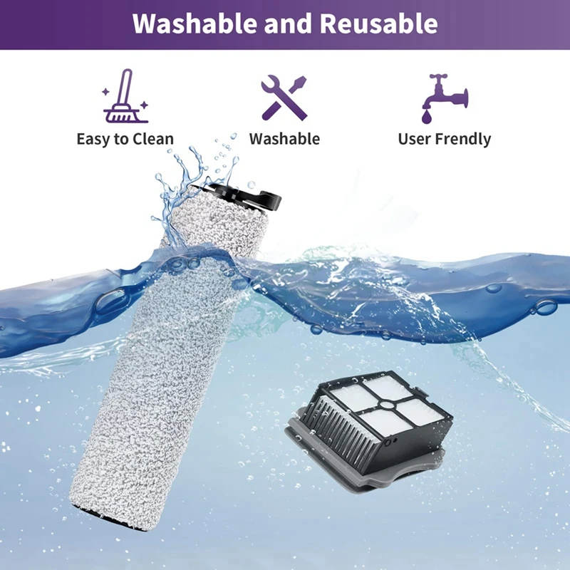 플라스틱 브러시 롤러 및 필터 키트, 티네코 아이플로어 3 및 아이플로어 원 S3 무선 습식 건식 진공 청소기용