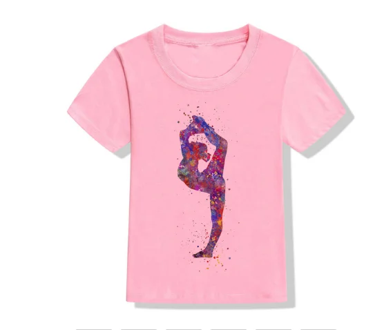 

Gymnastics Tumbling Watercolor KidsTop T-shirt Sports Short Sleeve O-neck Casual T Shirt Toddler Clothes Tops Tee Shirts