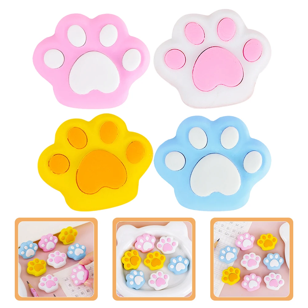 

10pcs Cat Paw Erasers Mini Cute Shaped Pencil Erasing Portable Stationery Decorative For Students Office Household Classroom