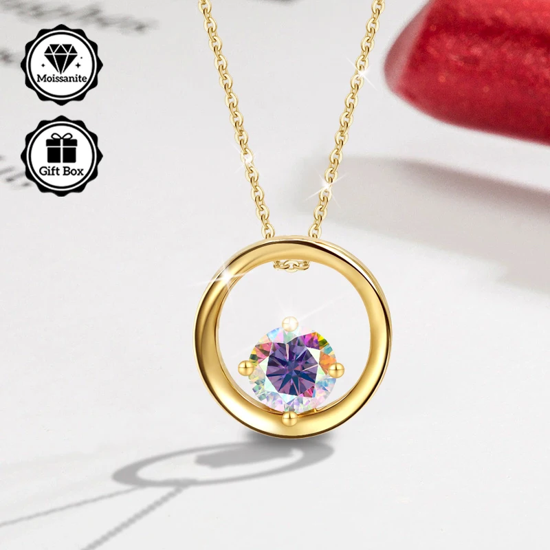 LAMVOICE Schmuck für Damen, 0,5 Karat Moissanit-Halskette, hypoallergene Halskette, vergoldet, Weihnachtsgeschenk, hohe Qualität