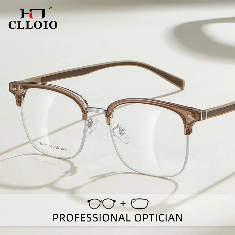 

CLLOIO Minimalist Versatile Alloy Reading Glasses Anti Blue Light Eyebrow Frame Myopia Prescription Glasses Progressive Eyewear