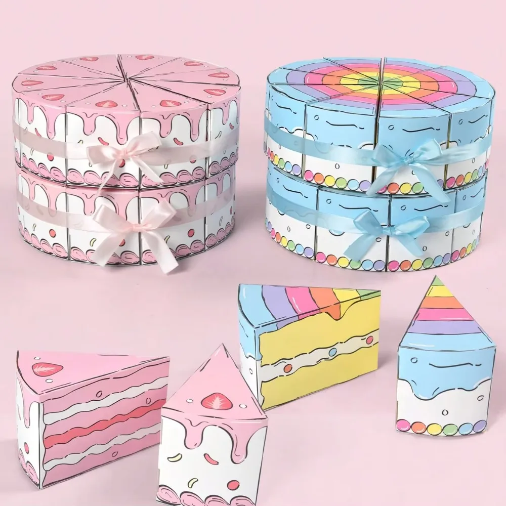 10PCS Eco-friendly Paper Triangular Cake Shaped Gift Box DIY Combination Party Gift Packing Box Cartoon Candy Box Dessert view 3
