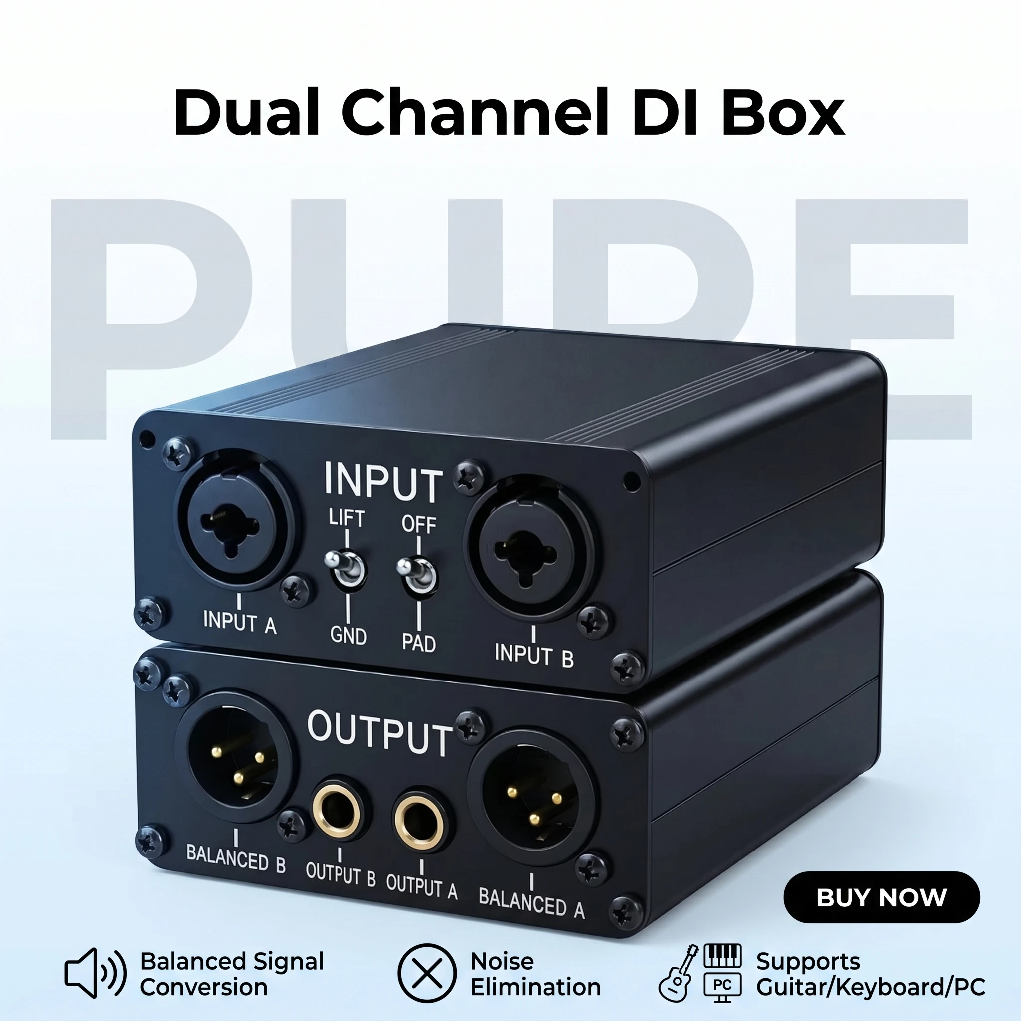 

Dual-Channel DI Box Audio Isolator for Performance & Recording