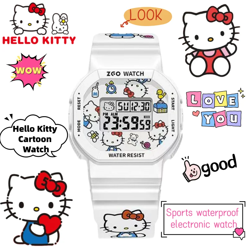 

Sanrio Hello Kitty мультфильм креативные часы в стиле каваи личность милые анимационные периферийные спортивные водонепроницаемые электронные часы подарок