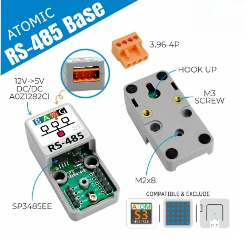 M5Stack Official ATOMIC RS485 Base TTL-RS485 Converter