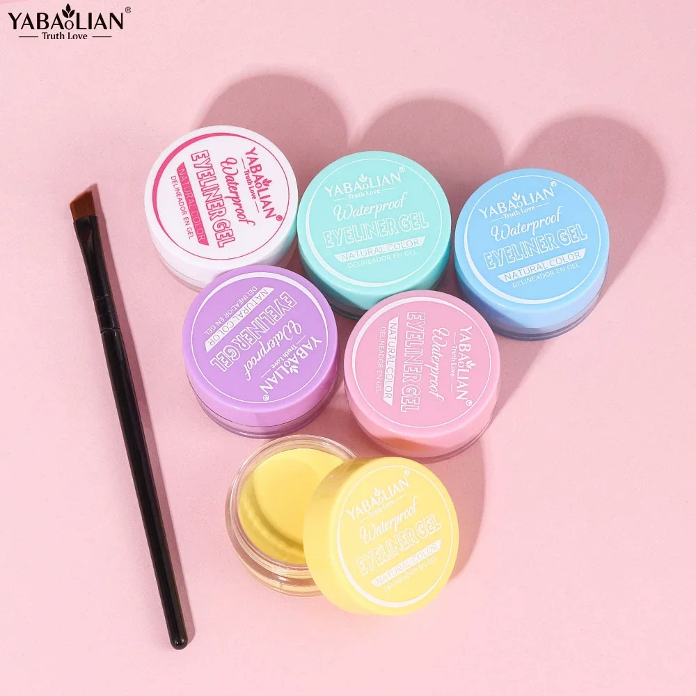 YABAOLIAN crema delineadora de seis colores, delicada y sin manchas, crema delineadora de gran capacidad con pincel delineador de ojos
