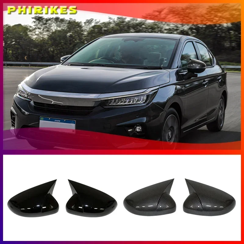 

Car Rearview mirror cover trim ABS Chrome black carbon fibre Side Mirror Covers Decoration Accessories For Honda CITY 2020-2023