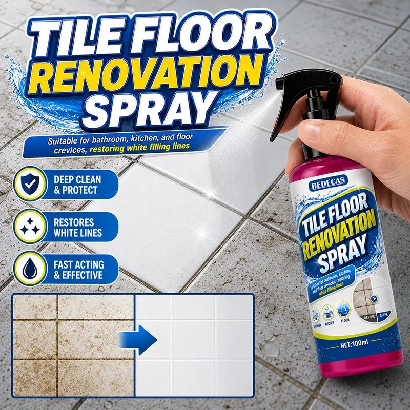 Tile Grout Whitening Spray, Yellow Stain Remover, Restores White Grout Lines for Bathroom, Kitchen Walls, Countertops & Floors