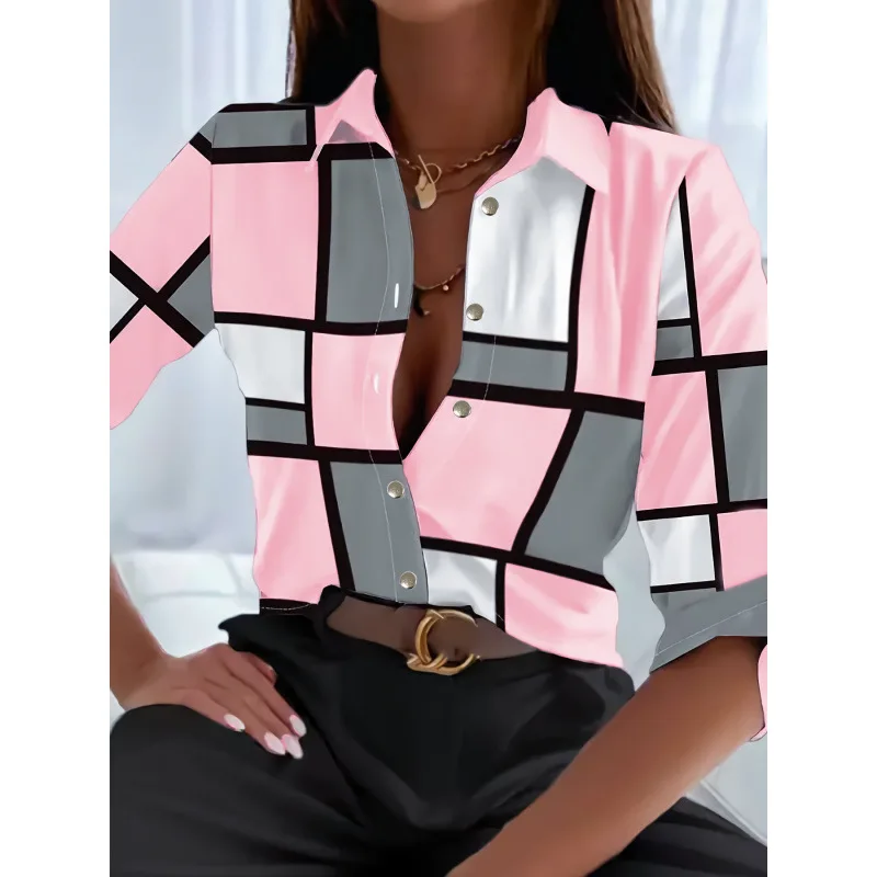 

Plaid Long Sleeve Shirt Women's Fashion Spring 2026 Princess Sleeve Other Material 100% Non-deformable Cross-Border
