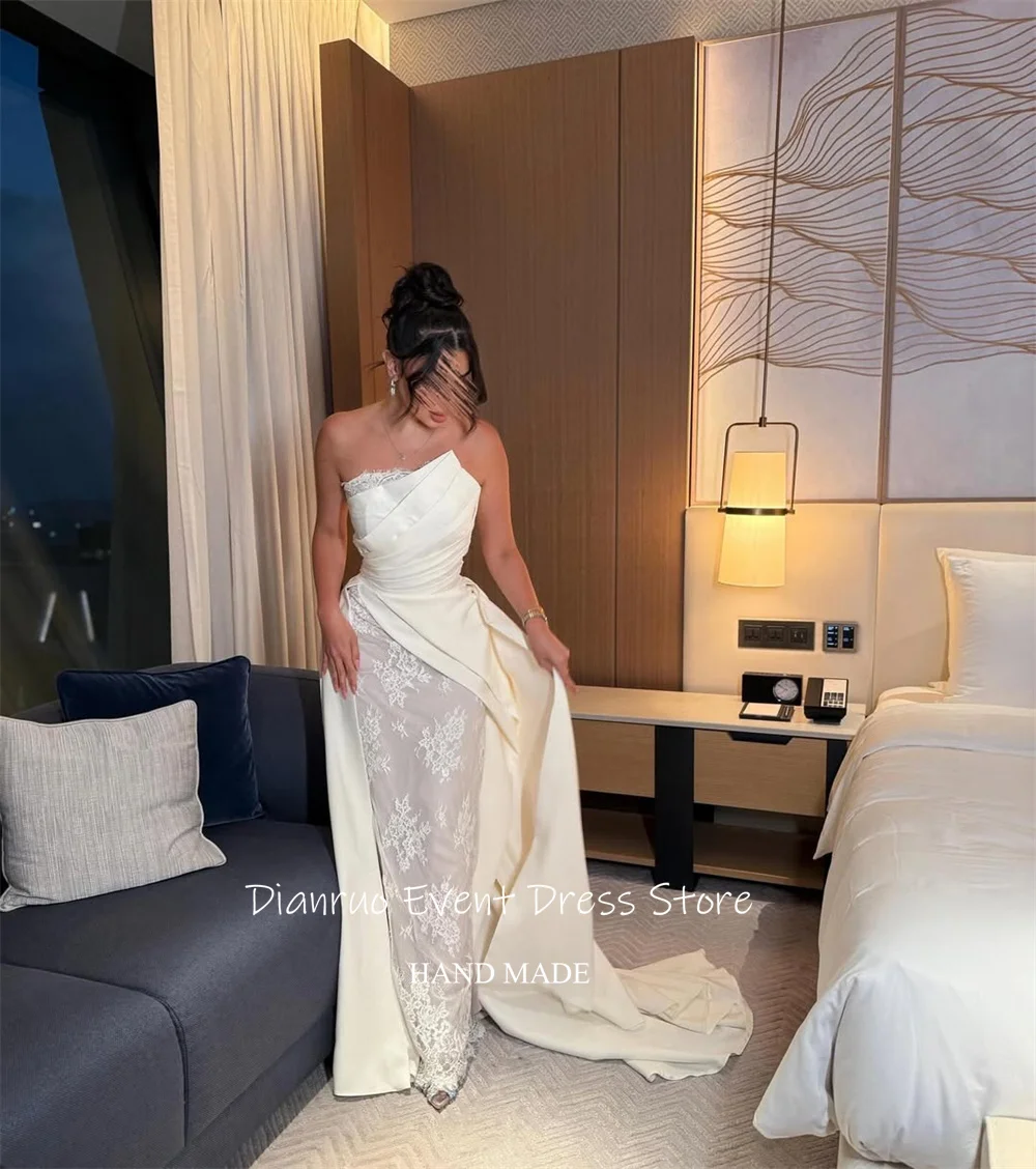 فساتين سهرة بحورية البحر من Dianruo Lvory أنيقة من الساتان فيستدوس دي فييستا مزينة بحفلات الزفاف العربية السعودية حسب الطلب