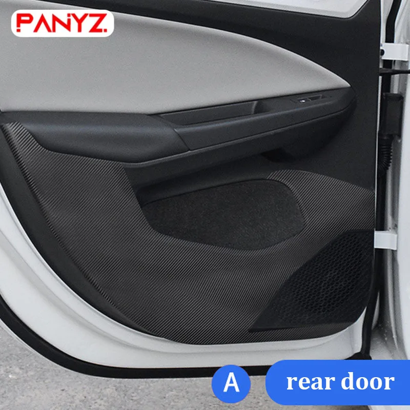 4PCS For Volkswagen VW Golf 8 MK8 2021 2022 2023 2024 Leather Carbon Fiber Sticker Door Anti Kick Cover Protection Mat