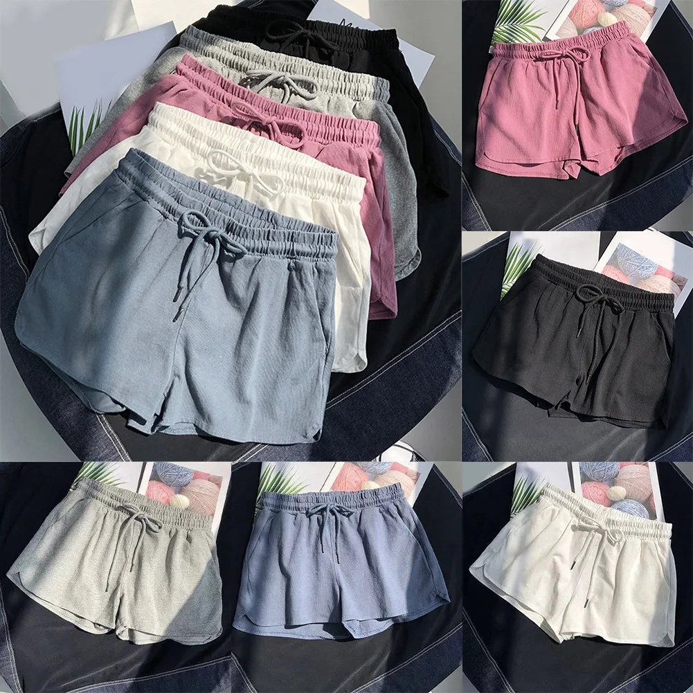 Pantalones cortos casuales con cintura elástica para mujer con ajuste de pierna ancha y suelto, adecuados para deportes, uso diario en el hogar y las vacaciones