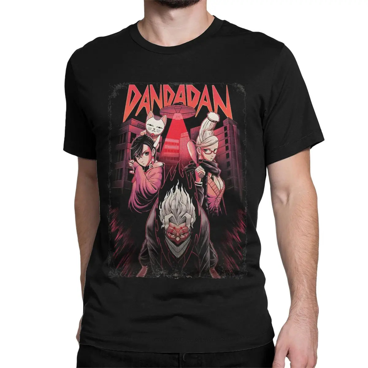 Men T-Shirt Aesthetic Dandadan Novelty 100% Cotton Tee Shirt Short Sleeve Anime Manga T Shirts O Neck Tops Graphic Printed