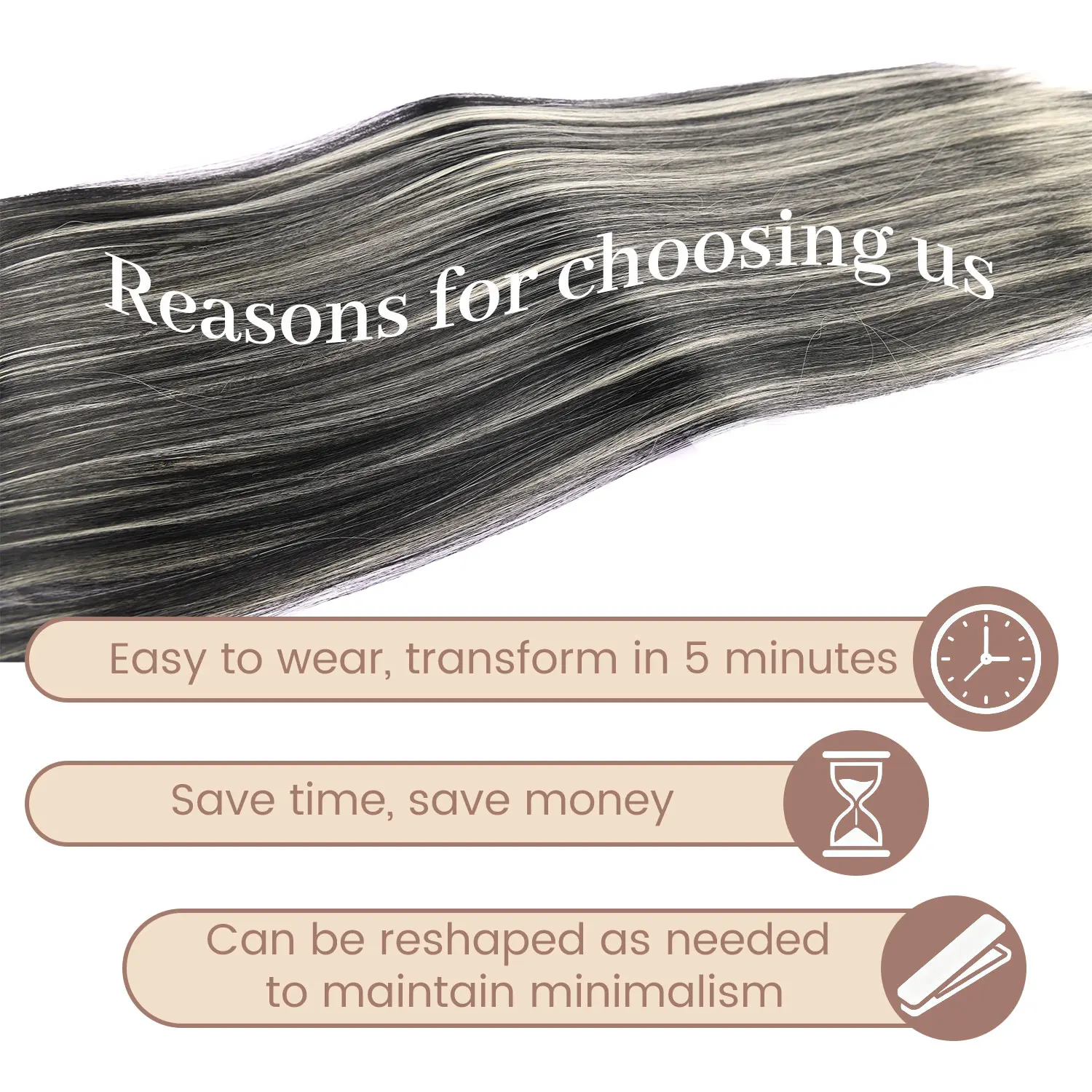 وصلات شعر صناعية بمشبك في مجموعة 6 قطع من الشعر المستقيم بطول 22 بوصة، قطع شعر سميكة للنساء والفتيات والحفلات اليومية