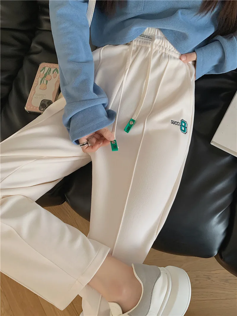 2022 Spring and Autumn Women's Sanitary Pants High Waist New loose and Versatile Straight Casual Sports Pants