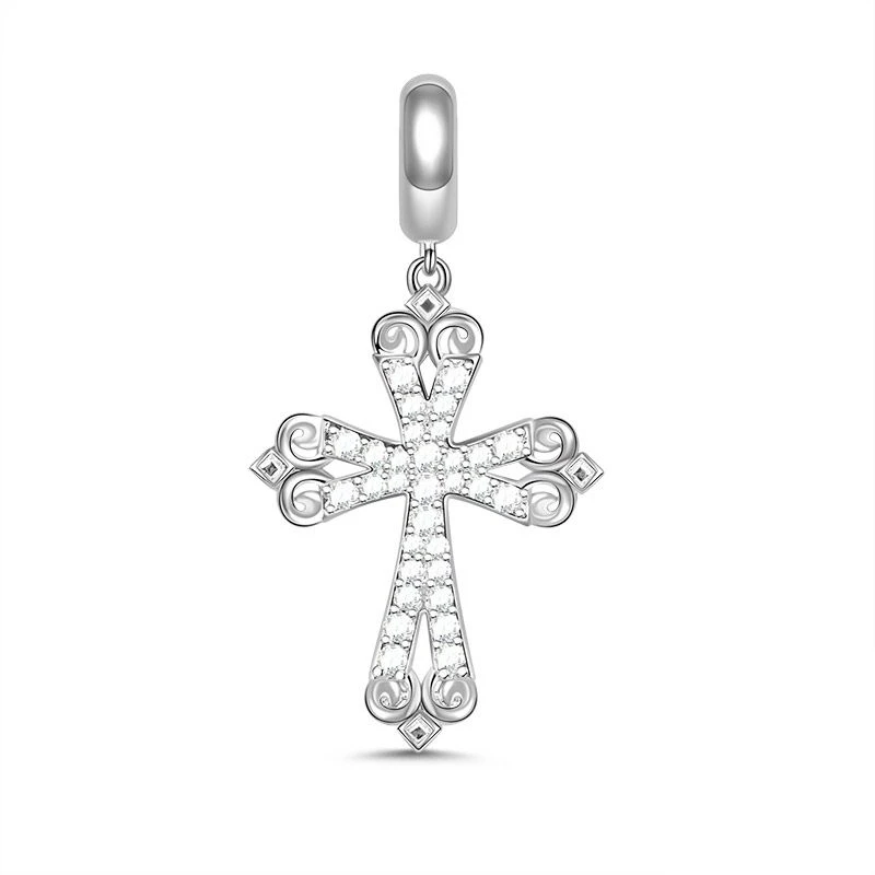 Hot Sale Radiant Star Festive Snowflake Jesus Cross Dangle Charm Bead Fit Original 925 Sterling Silver European Bracelet Jewelry