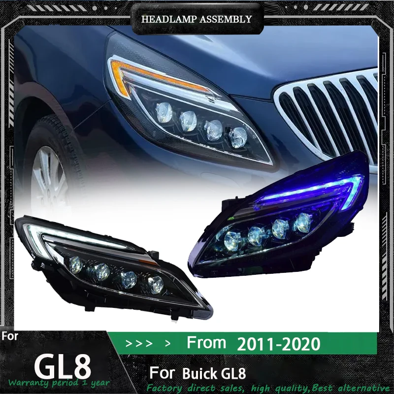 

Подходит для Buick GL8 Dragon Version 11-20, фара в сборе, модификация, хрустальная лампа, матрица, светодиодные дневные ходовые огни, поток