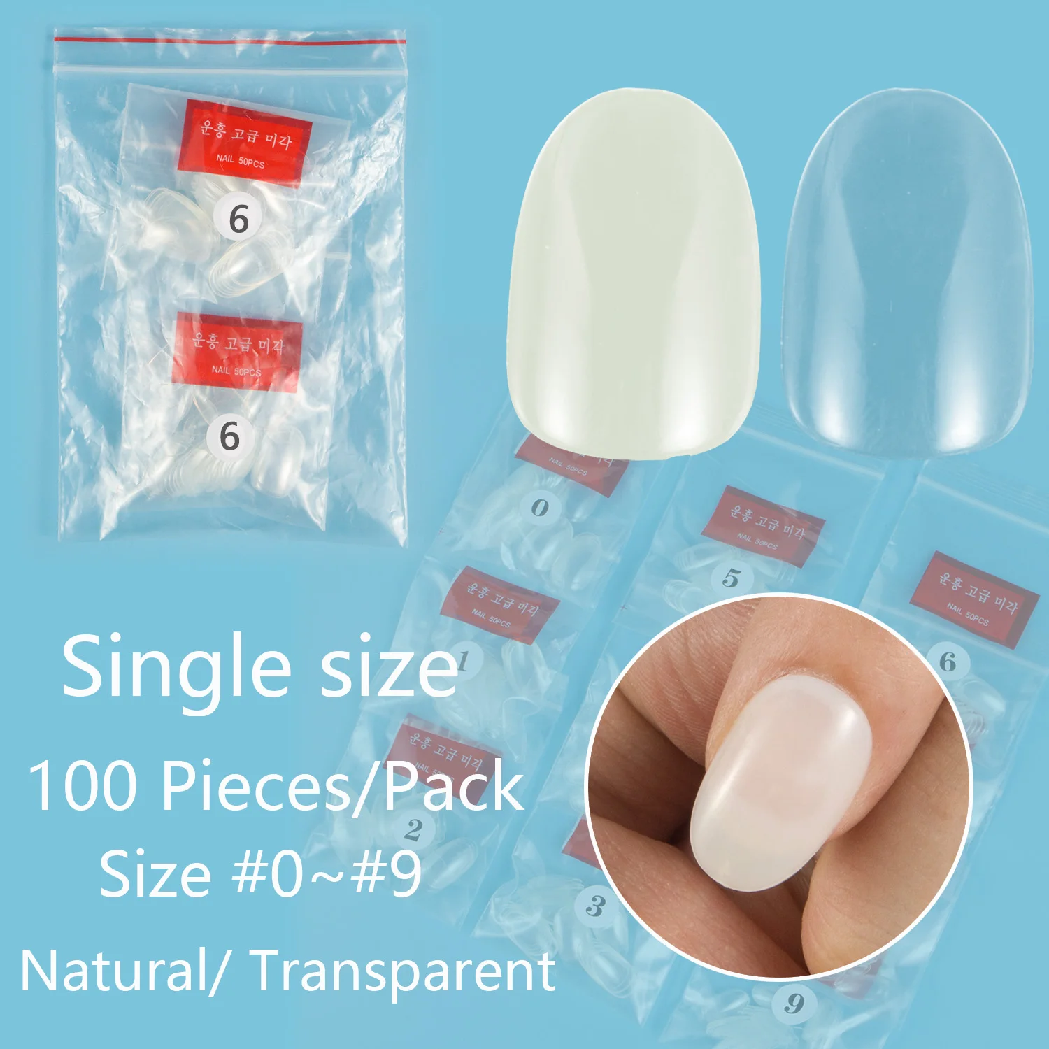 Short Round 100 Pieces Single Size False Nail Tips Nail Refill Size 3 4 5 6 Fake Nails Full Cover Nail Tips Artifical Nails