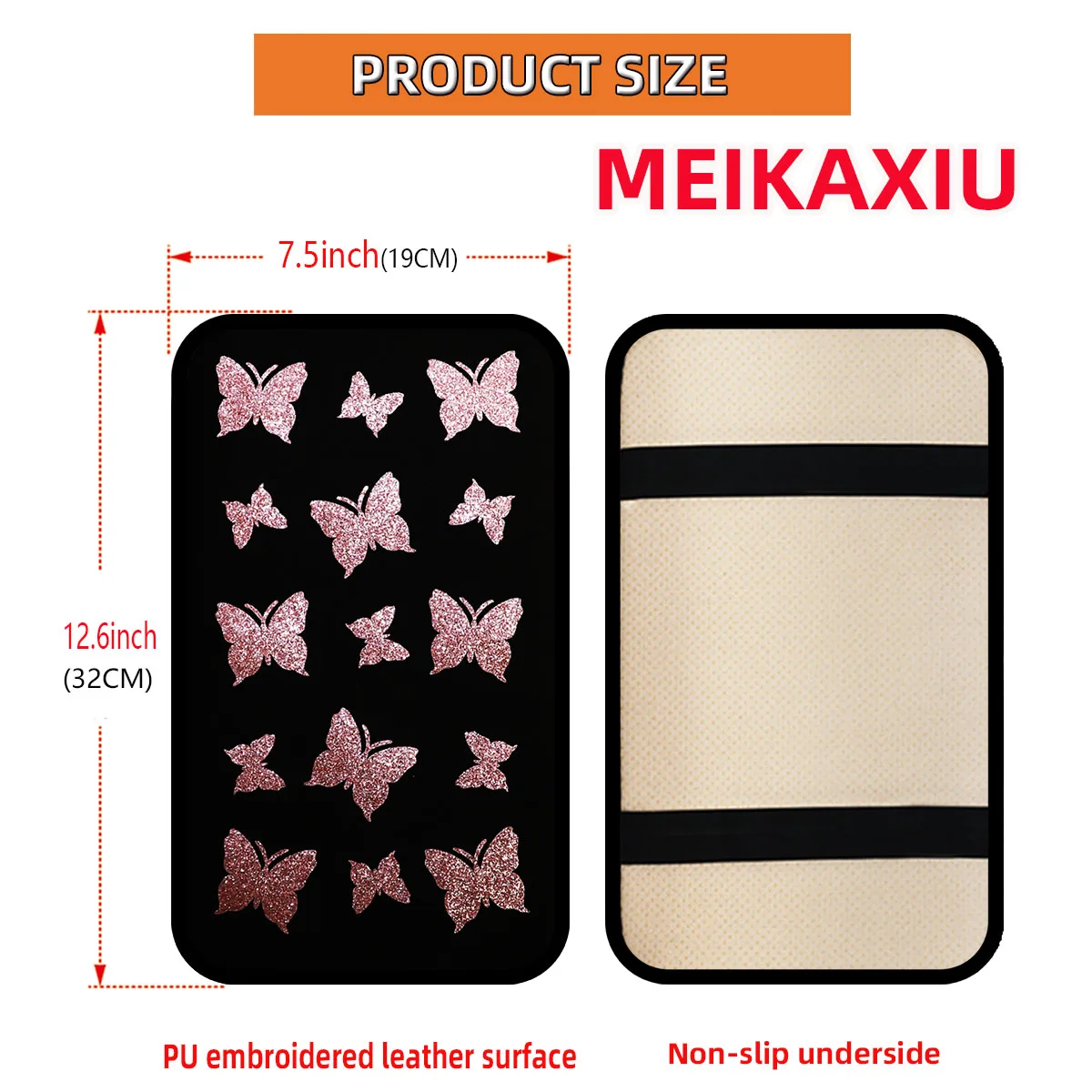 1 piękny motyl brokat Blingbling tkanina wodoodporna podkładka pod podłokietnik samochodowy 12,6 "X7,5" akcesoria samochodowe dla kobiet — zdjęcie 4