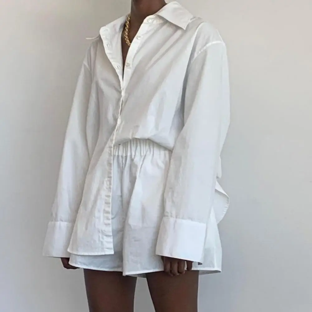 Wear Tracksuit Women Shorts Set Stripe Long Sleeve Shirt Tops And Waist Loose High Mini Shorts Two Piece Sets