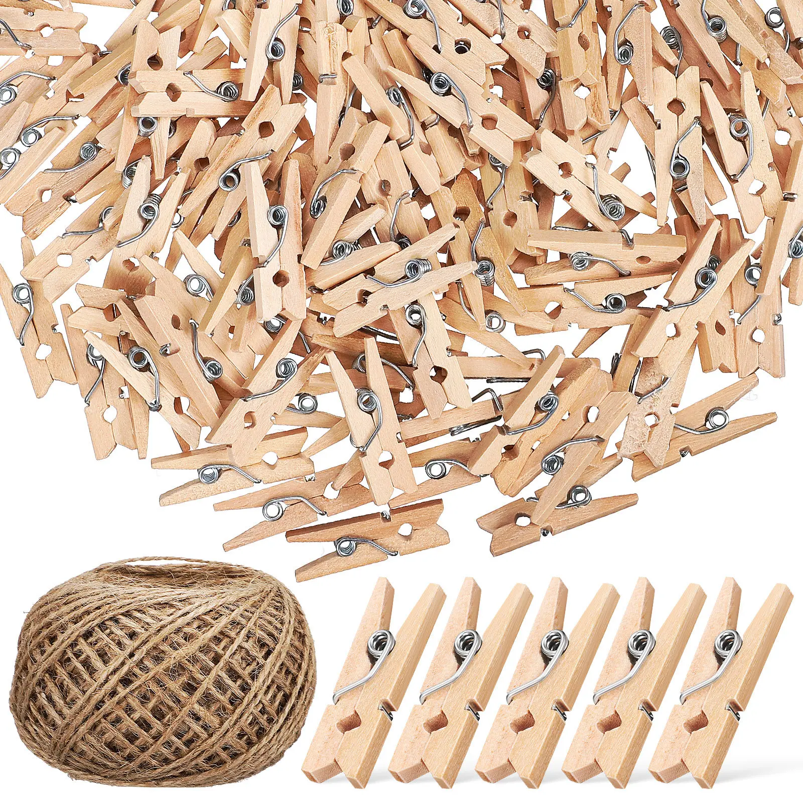 

150Pcs Jute Twine Clips Set Natural Hemp Rope Thick Strong for DIY Crafts Gift Wrapping Garden Bundling Hanging Decoration